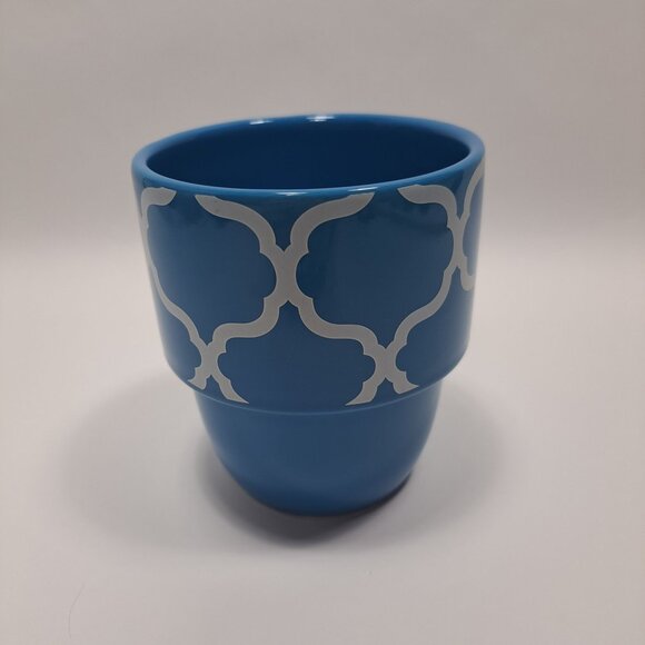Crofton Stackable Blue White Geometric Pattern Coffee Mug 14 Fl Oz - Picture 6 of 15